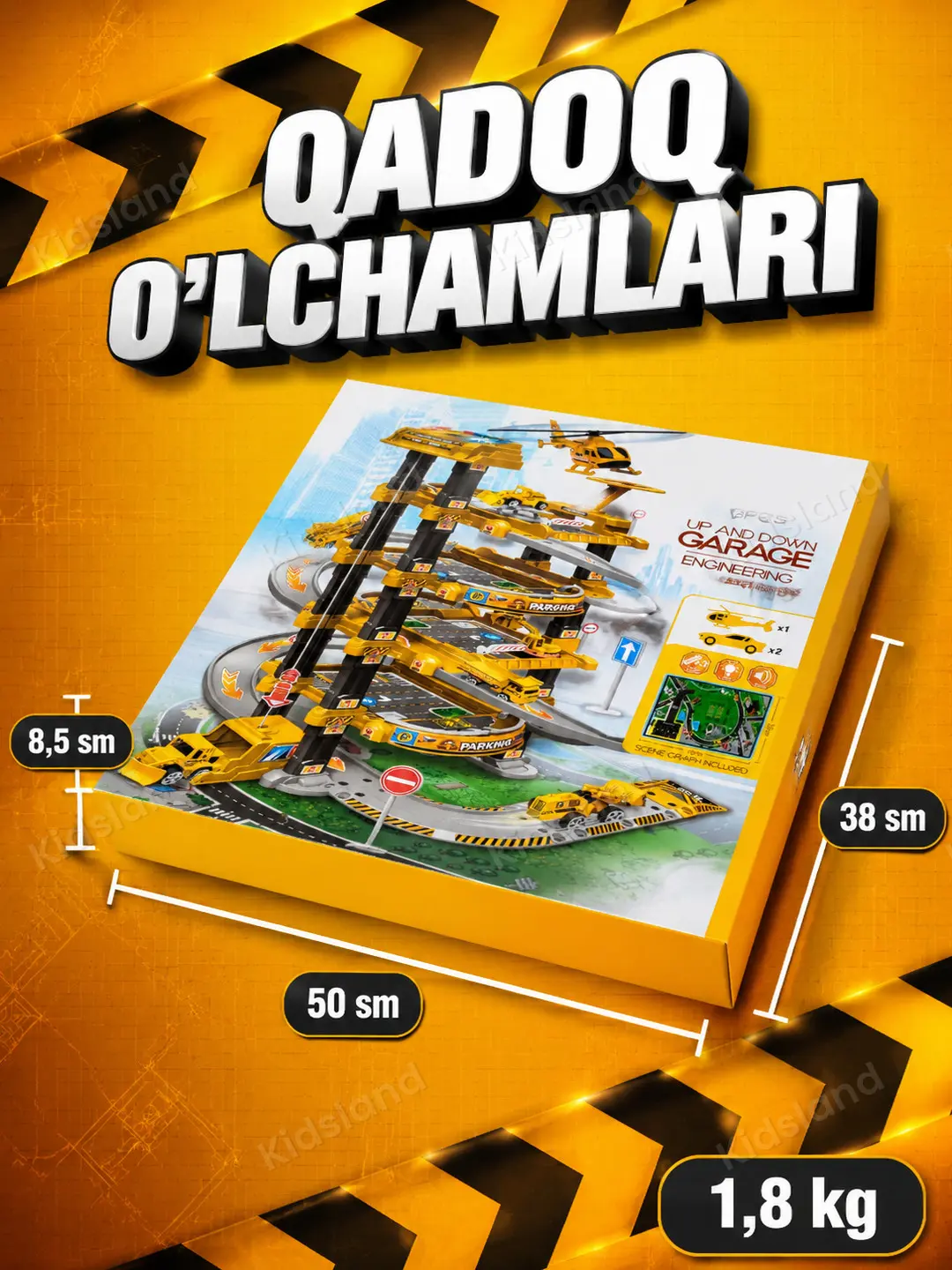 Garage City ko'p qavatli o'yin to'plami, Mashinalar va liftli avtobekati, 3 yoshdan oshgan bolalar uchun — 5-rasm