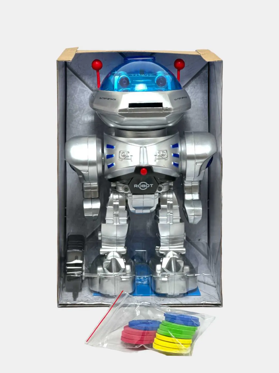 Space Armor interaktiv roboti, masofaviy pultli va disklar bilan otadi, 3+ yoshli bolalar uchun — 2-rasm