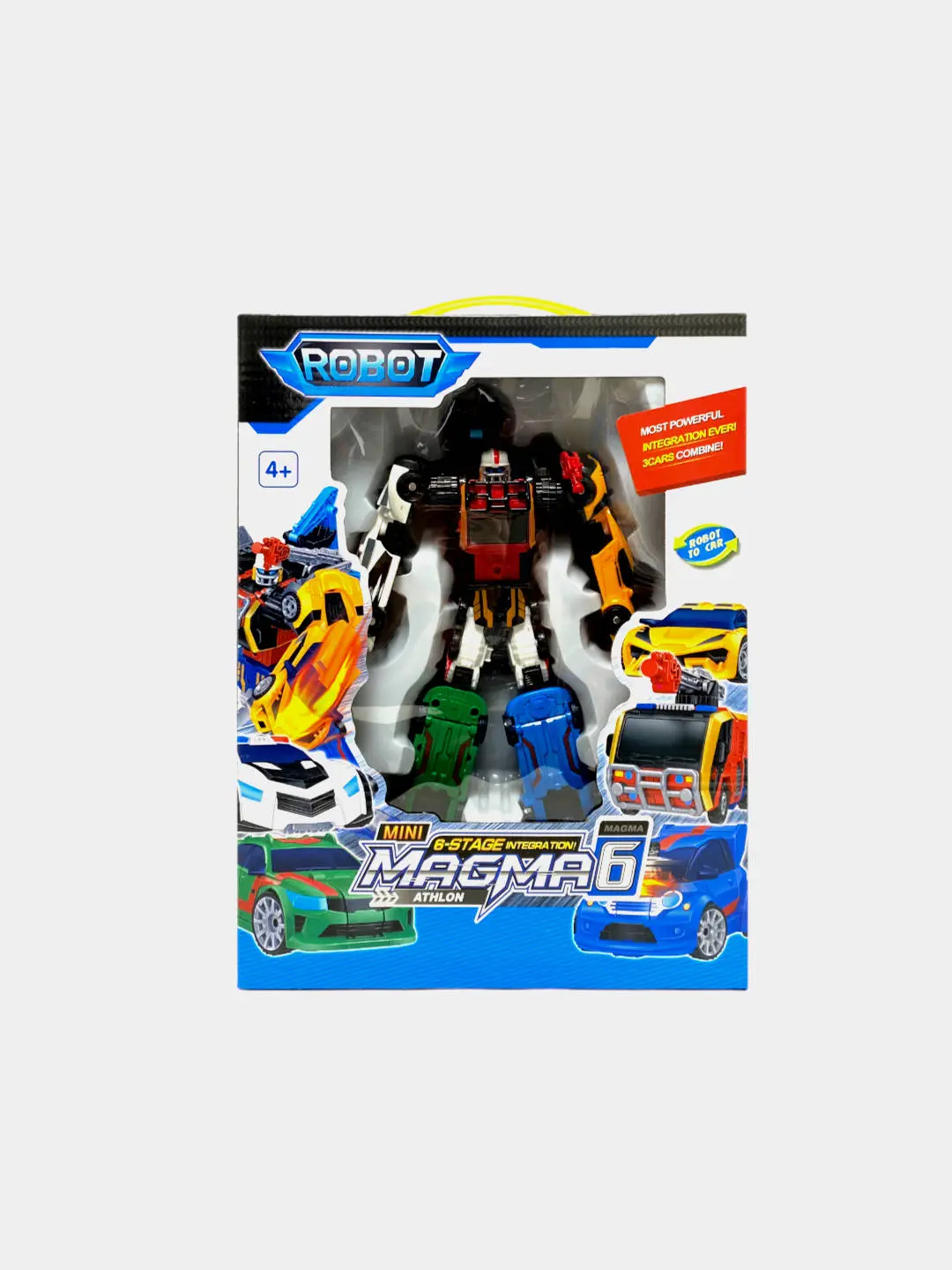 Robot-transformer Tobot 6 tasi 1 da Magma 6, 6 ta mashinalar to'plami, 24 sm