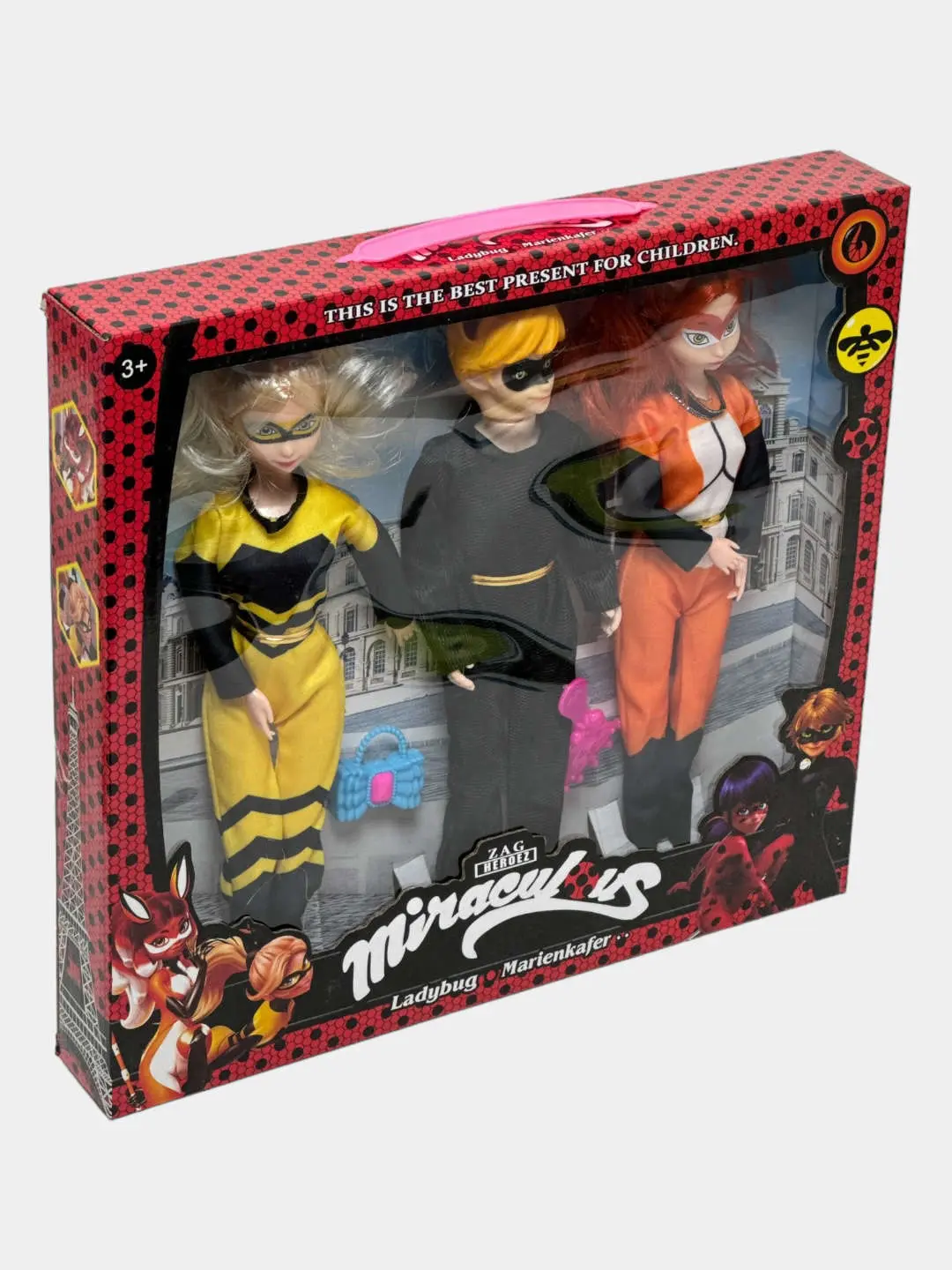 Miraculous: Super-Kot, Rena Ruj, Antibag 3 ta qahramonli kukla 30sm.