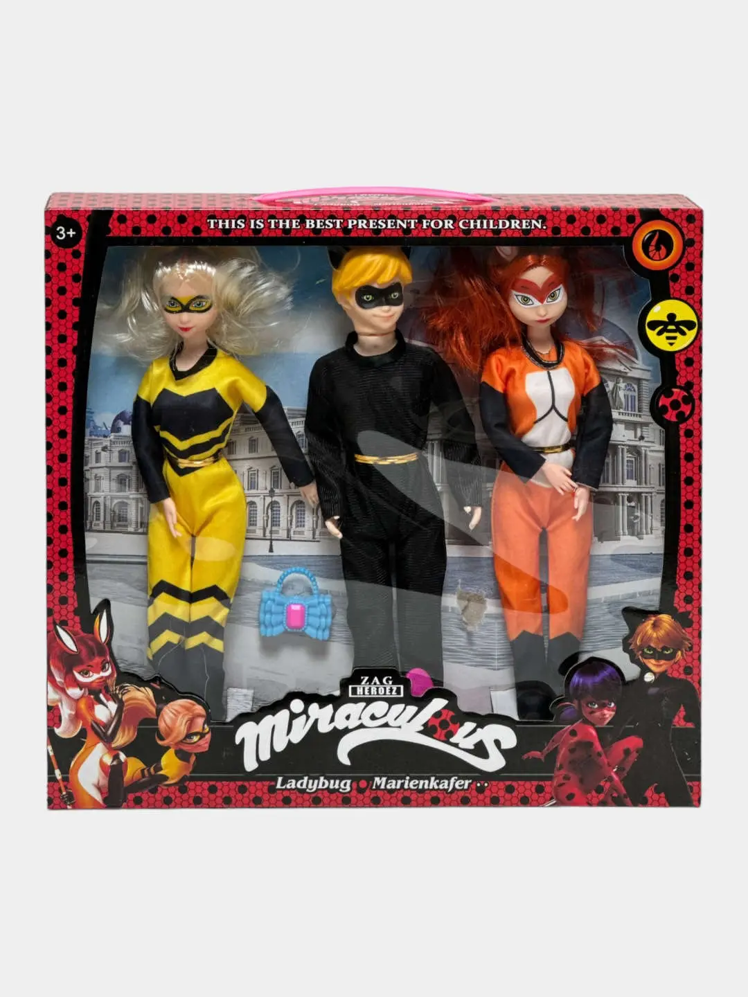 Miraculous: Super-Kot, Rena Ruj, Antibag 3 ta qahramonli kukla 30sm. — 2-rasm