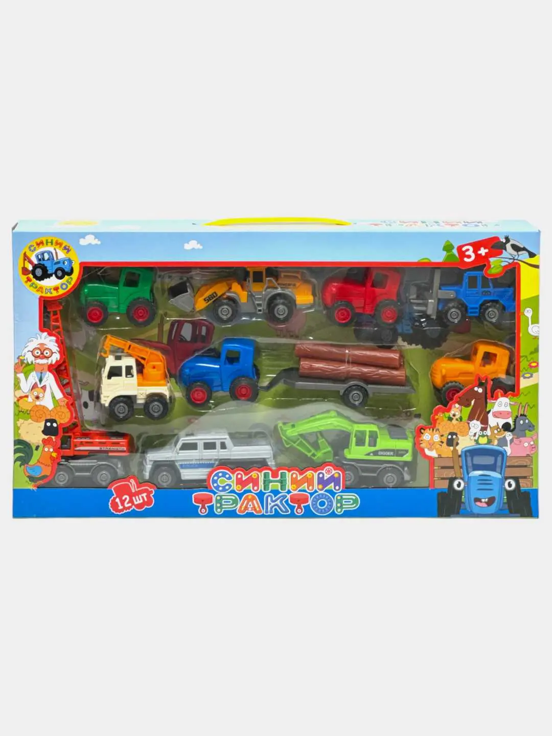 Moviy traktor mashinalar to'plami va maxsus texnika, 12 bo'lakli bolalar o'yinchog'i — 2-rasm