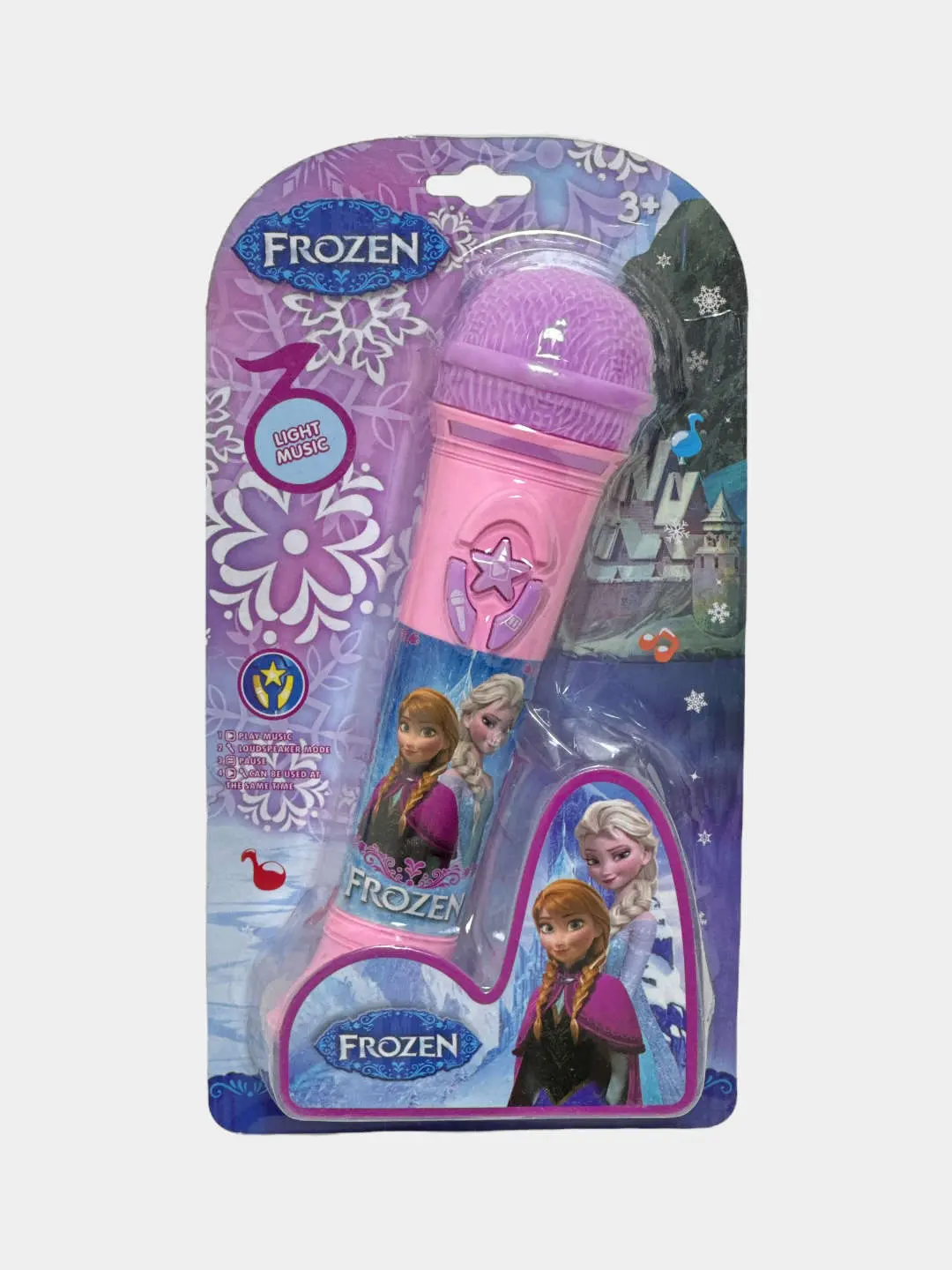 Детский микрофон Frozen, Музыкальный с подсветкой, Для ролевых игр и развития речи, 3+