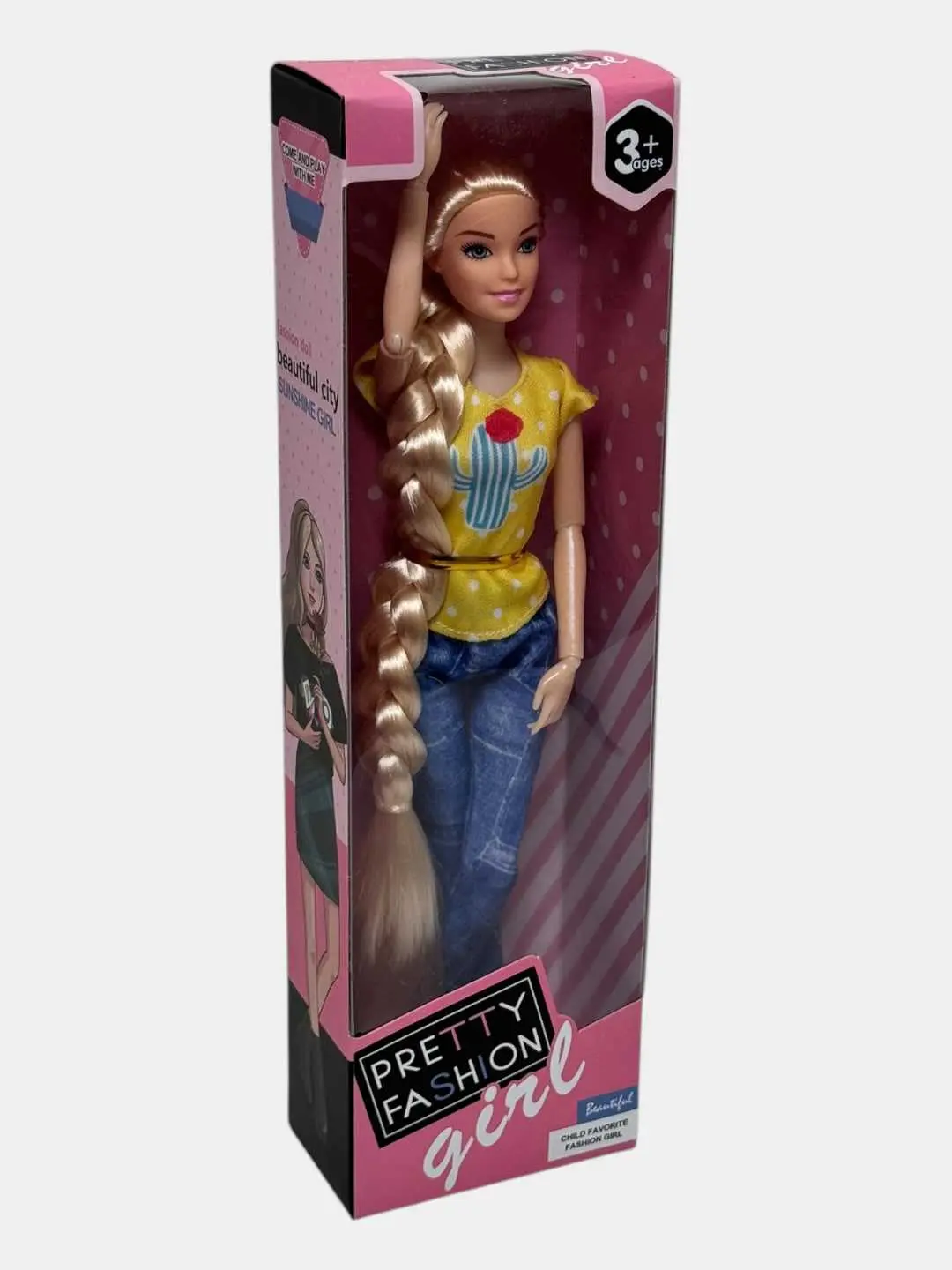 Pretty Fashion 30 sm balandlikdagi dolça fashionli o'yinchoq qizlar uchun sariq futbolka.