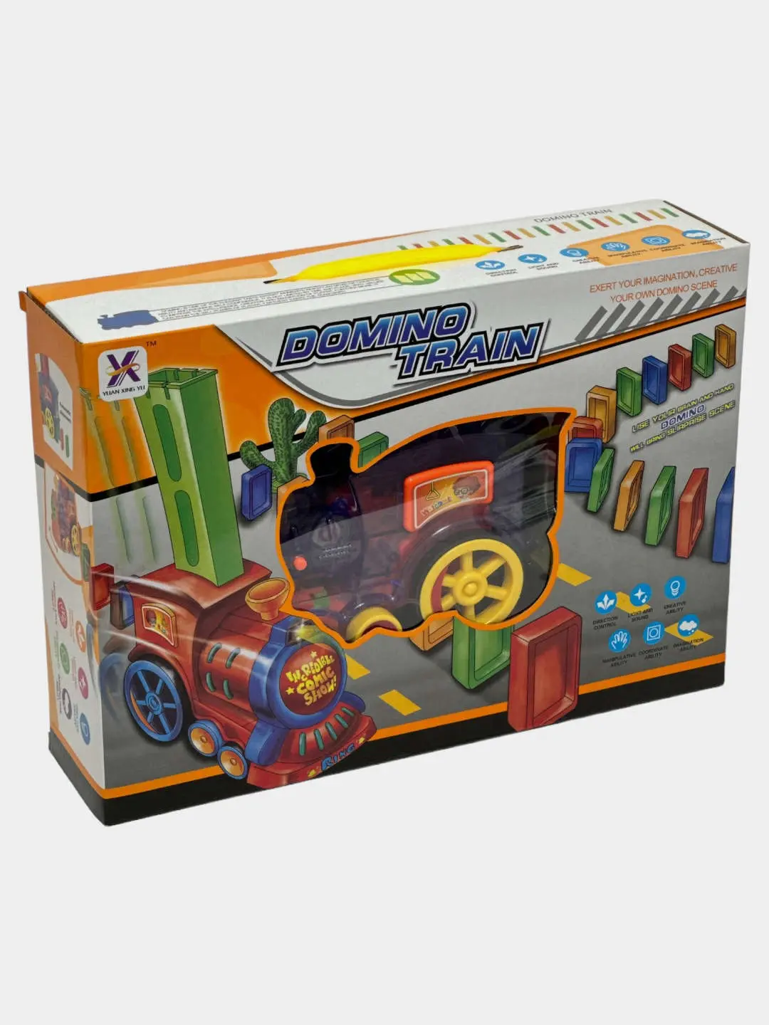 Plastik domino poyezd-dispenser, rivojlantiruvchi o'yinchoqlar to'plami 3+ uchun — 2-rasm
