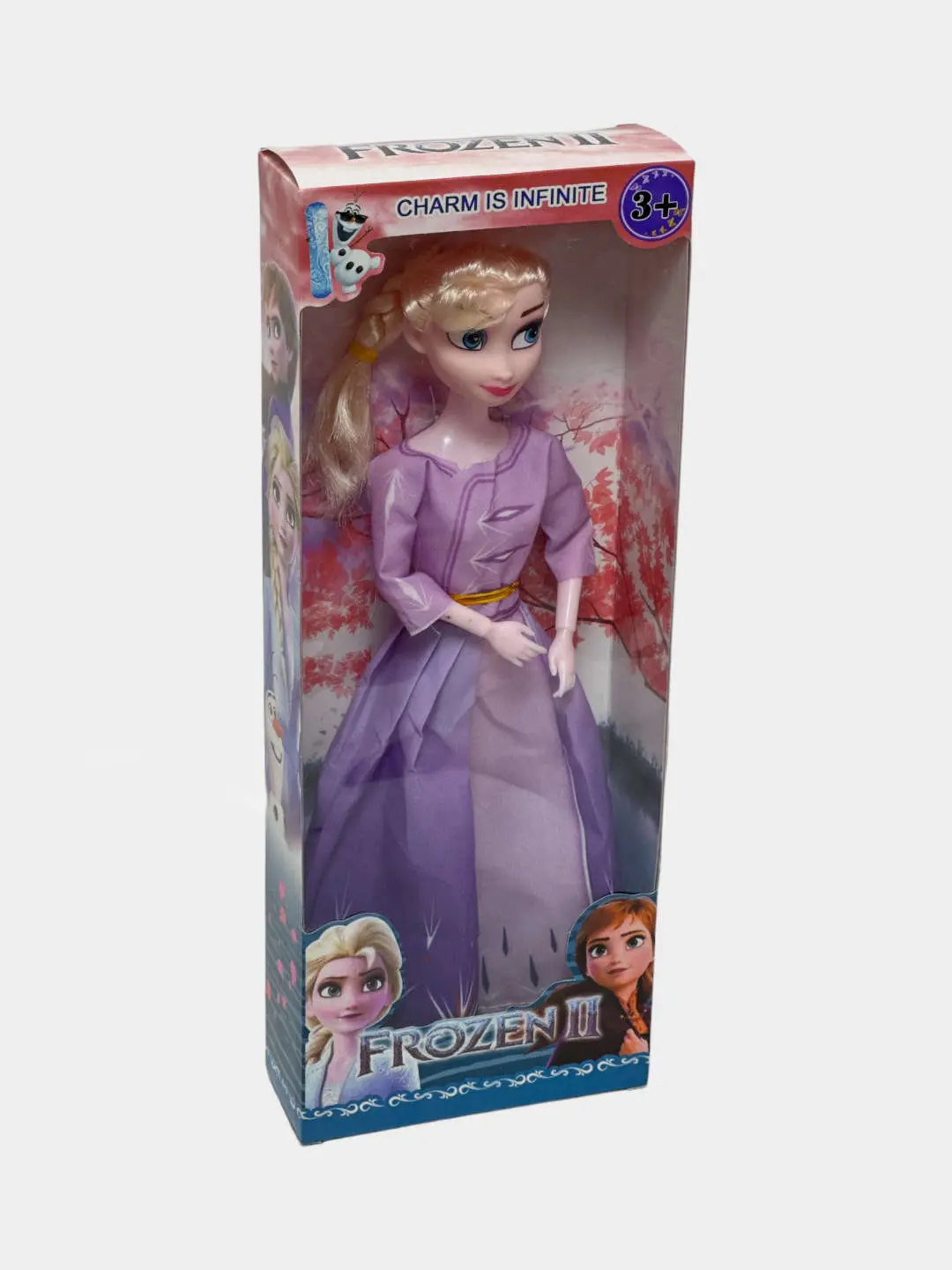Muz yurak 2 multfilmi Elza qo'g'irchog'i binafsha ko'ylakda, qizlar uchun Frozen o'yinchog'i