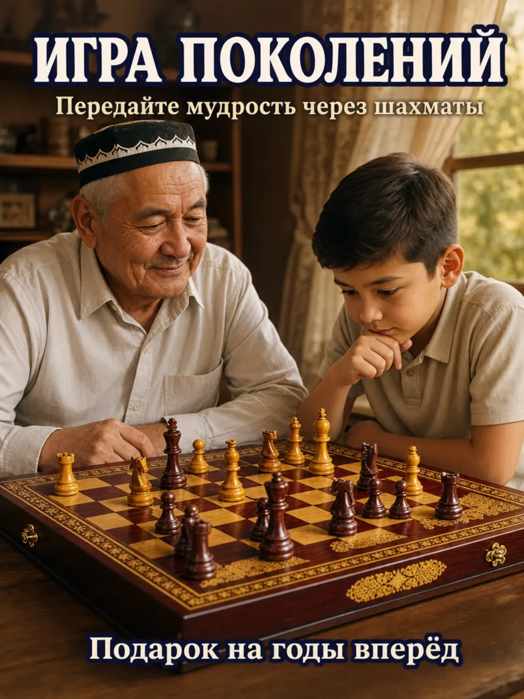 Yosh bolalar uchun Art. 4020 qizil/oltin taxta shaxmat o'yinchog'i. — 3-rasm