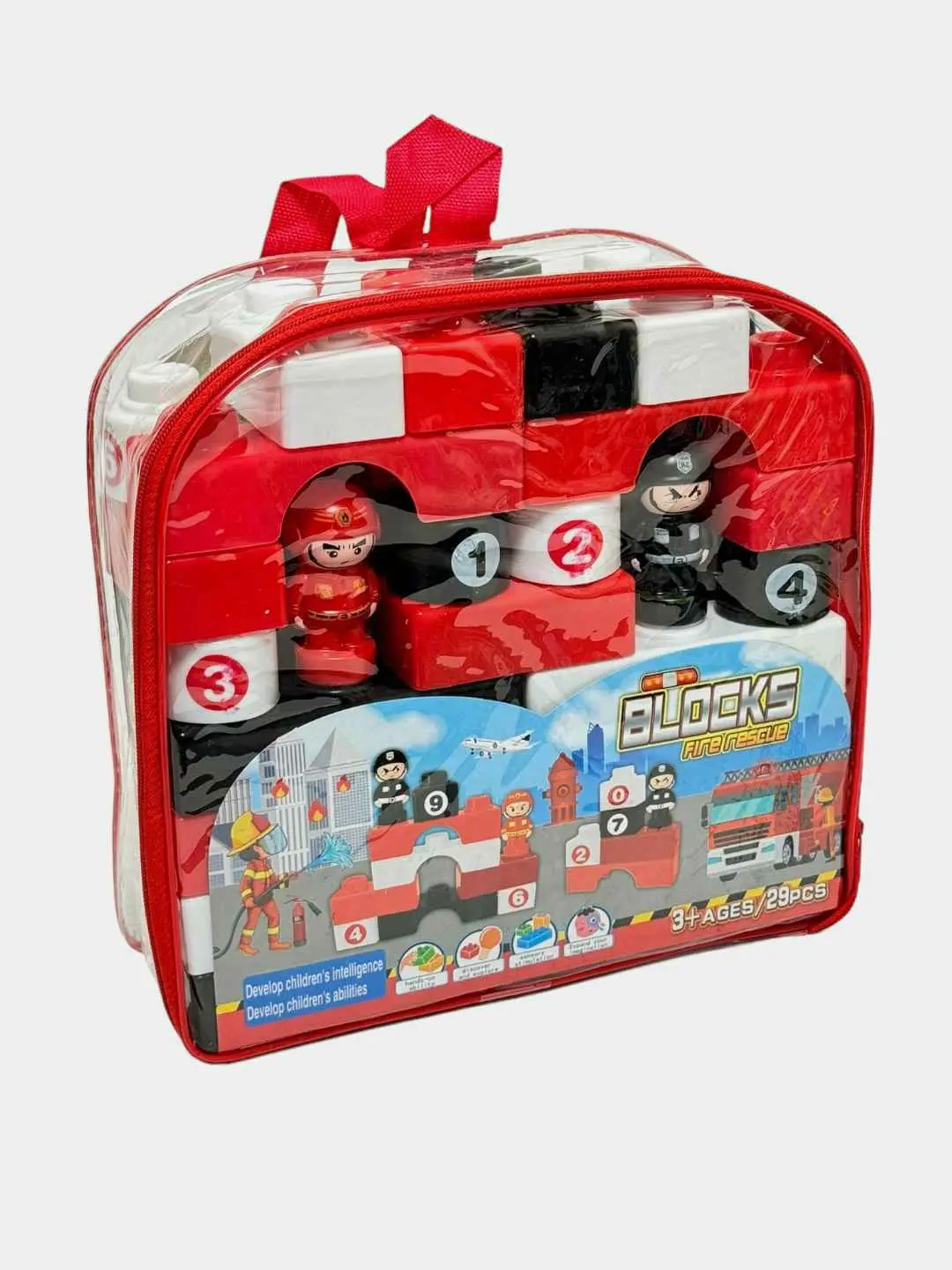 Крупноблочный конструктор Пожарная машина Fire rescue с фигурками, 29 деталей