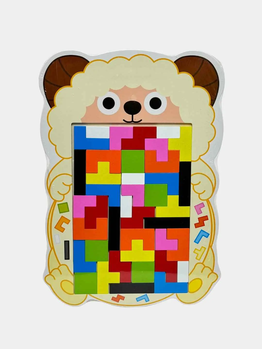 Yog'och Tetris Tigircha jumboqi, Mantiq va motorikaning rivojlanishi, 3 yoshdan oshgan bolalar uchun — 2-rasm