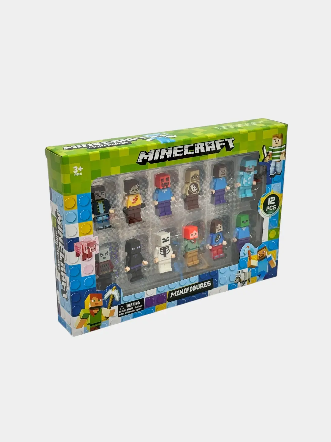 Minecraft minifiquralar to'plami, 12 dona, Pikselli uslub, 3+ yoshli bolalar uchun, Motorika rivojlanishi — 4-rasm