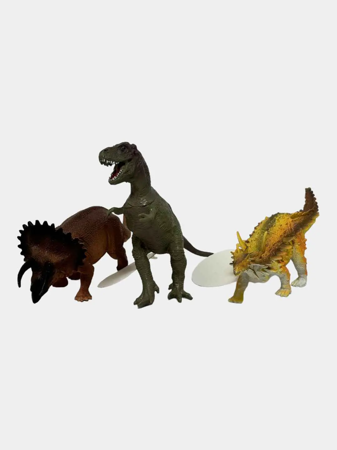 Dinozavr figuralari to'plami, 3 dona uchun, bolalar uchun, realistik detallar — 2-rasm