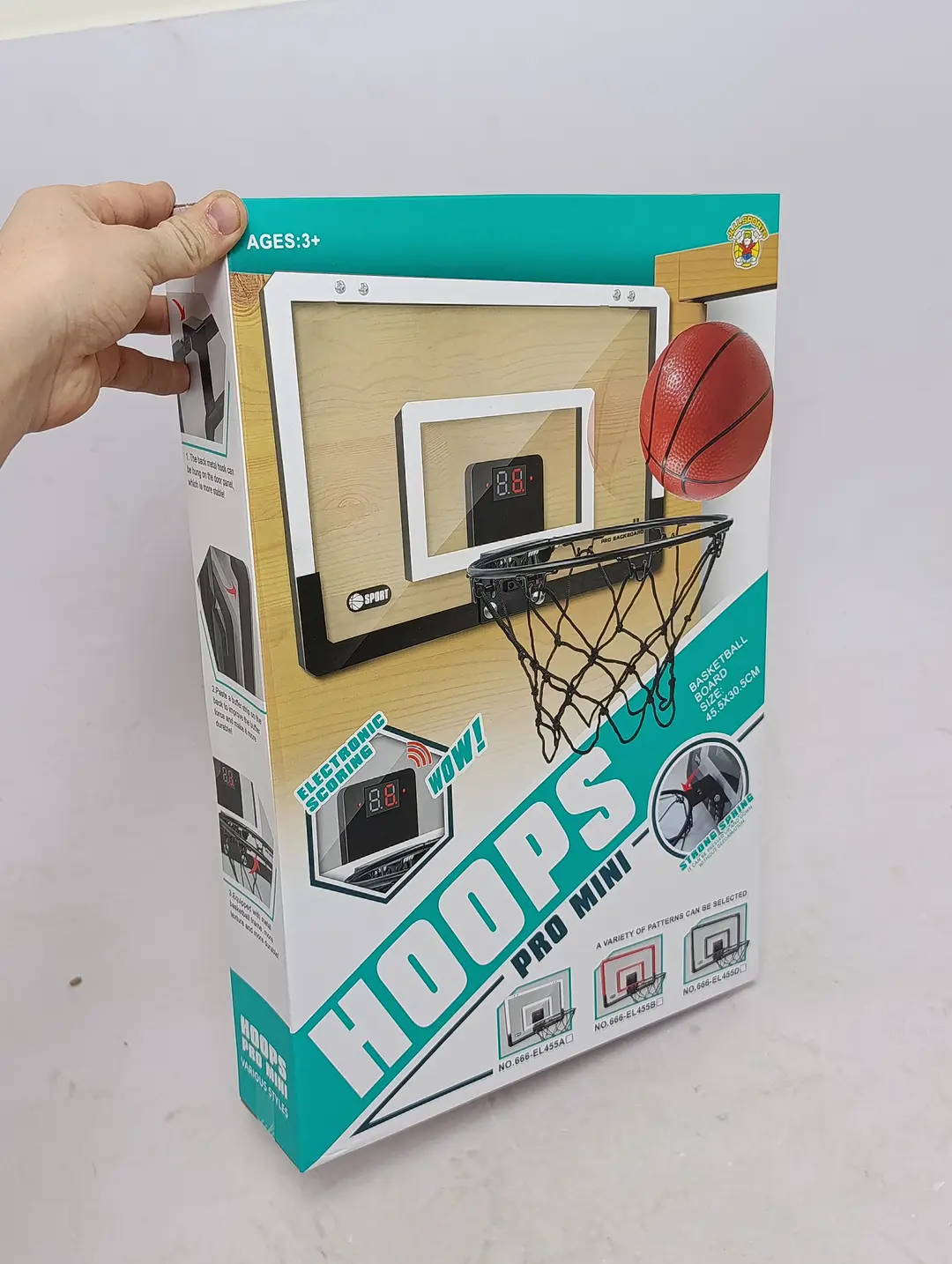 Баскетбольный щит и мяч HOOPS PRO MINI с электронным табло и кольцом на дверь
