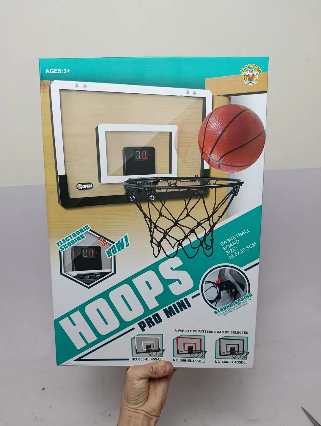 Elektron tabloli HOOPS PRO MINI basketbol qalqoni va to'pi, eshikka o'rnatiladigan — 2-rasm