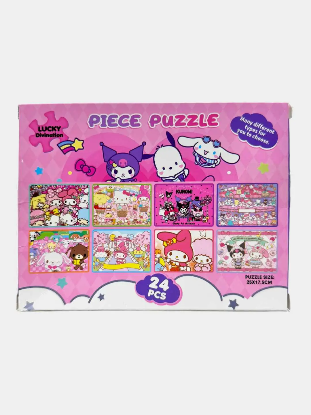 Kuromi Sanrio pazli 24 ta detal, rasm olchami 25x17,5 sm, bolalar uchun rivojlantiruvchi pazl 3 yoshdan — 2-rasm