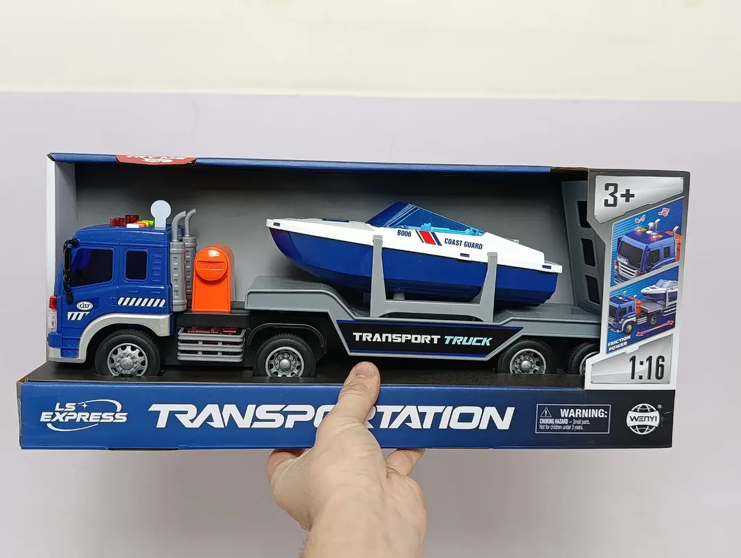 Treyler va qayiq LS Express, chiroqli va ovozli inersion yuk mashinasi va kater, 1:16 — 2-rasm