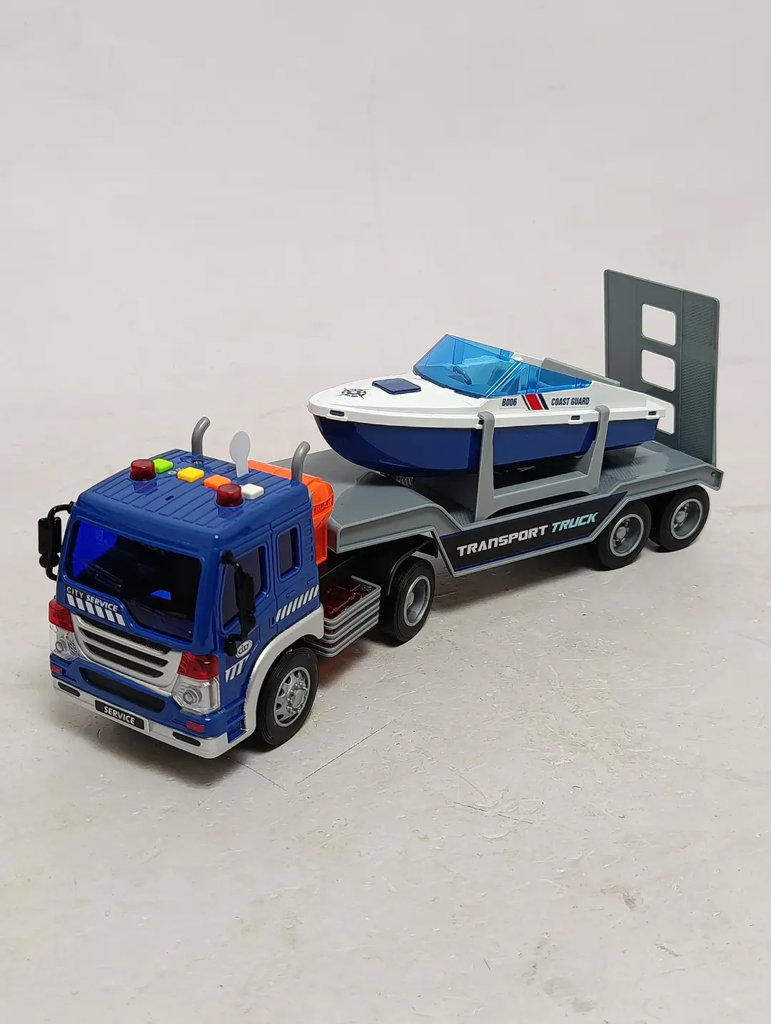 Treyler va qayiq LS Express, chiroqli va ovozli inersion yuk mashinasi va kater, 1:16 — 7-rasm