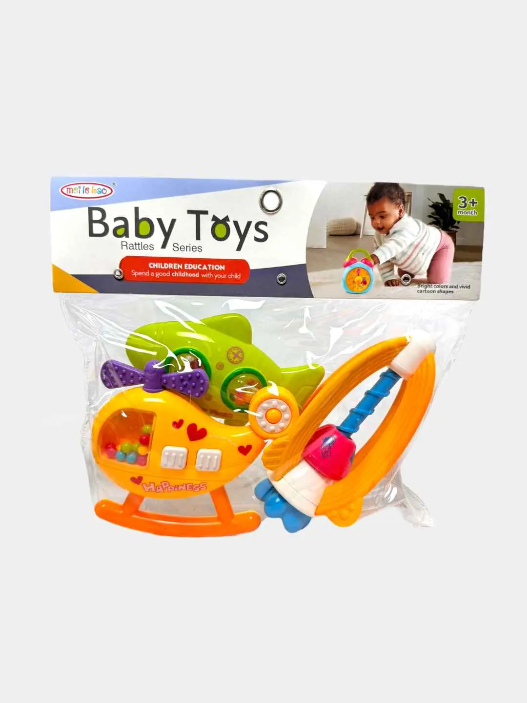Baby Toys chayqaluvchilar to'plami, Motorika va eshitishni rivojlantirish, 3 oylikdan kichkintoylar uchun