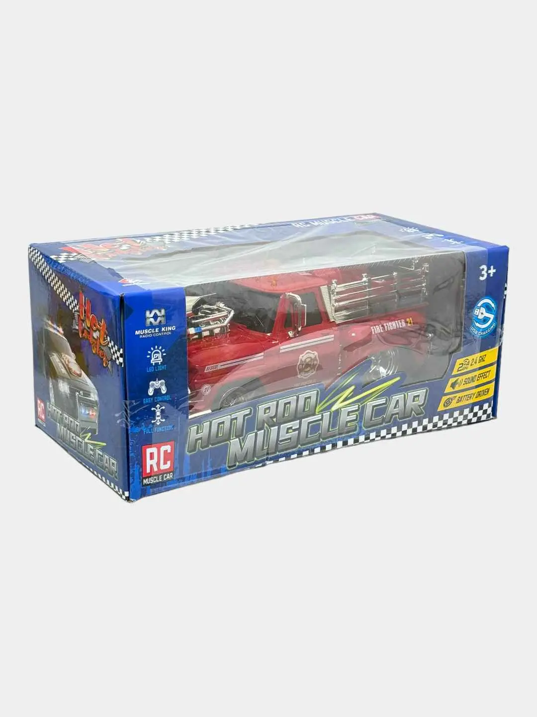 Радиоуправляемая машина Hot Rod Пожарный детский 3D-LED, автомобиль развивающий