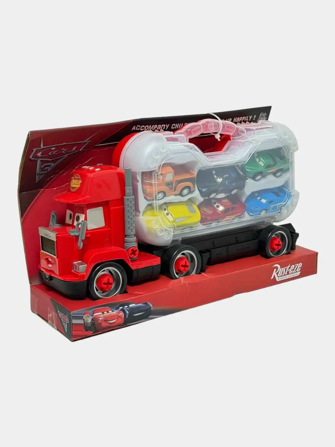 Plastik avtobus transformer "Mak" mashinalar bilan, rol o'yinlari uchun, 3+ yosh.