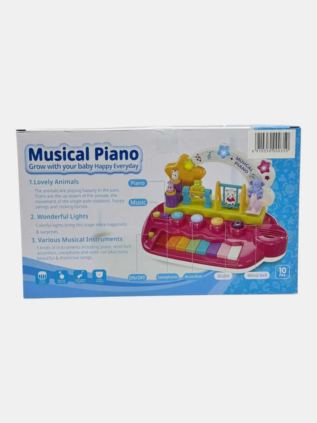 Bolalar musiqiy pianinosi, chiroqli va ovozli rivojlantiruvchi interaktiv o'yinchoq — 3-rasm