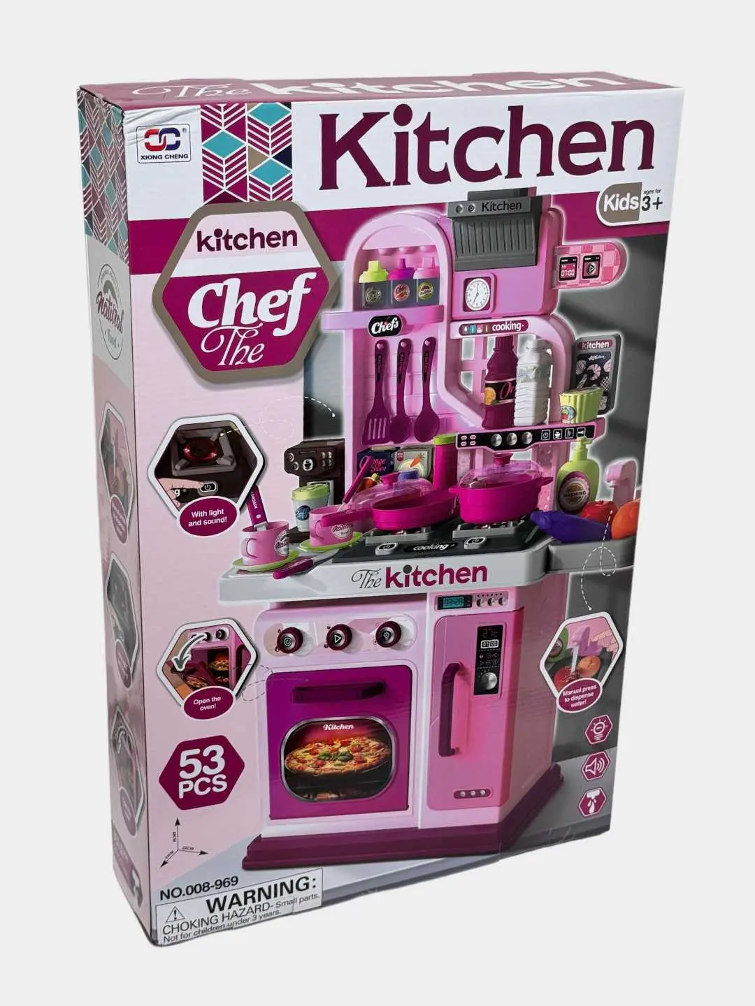 Игровая кухня Chef The Kitchen, 53 предмета, с подсветкой и звуками, для детей 3+