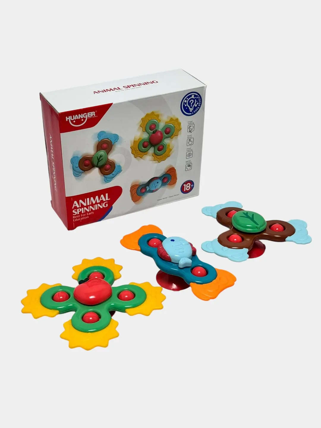 O'yinchoq Spinner chaqaloqlar uchun, Yorqin hayvonlar, Motorika va sezgilar rivojlanishi, Xavfsiz plastmassa — 2-rasm