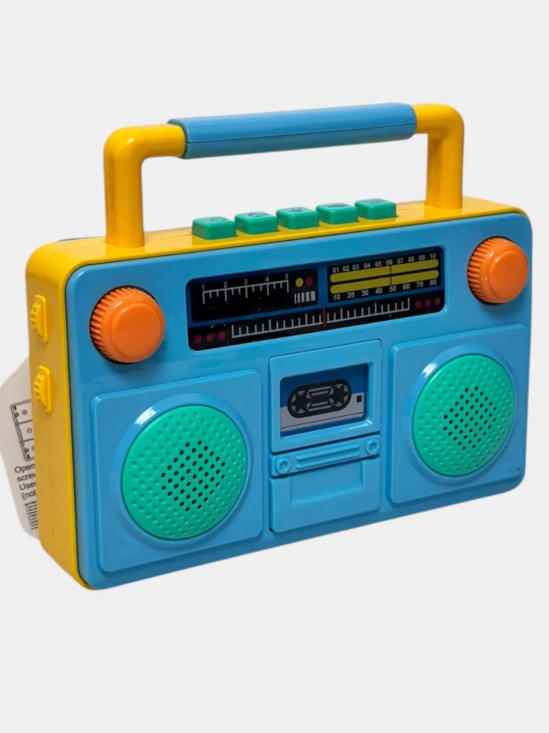 Retro magnitofon, rivojlantiruvchi musiqali o'yinchoq, 1 yoshdan oshgan bolalar uchun, mayda motorika