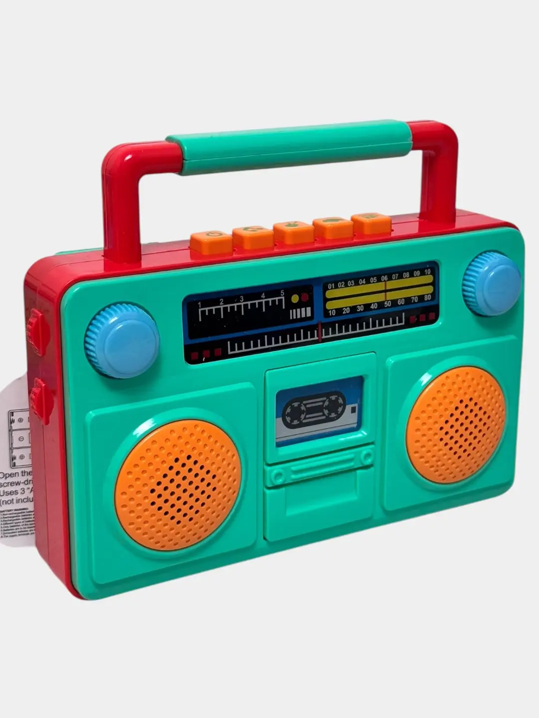 Retro magnitofon, rivojlantiruvchi musiqali o'yinchoq, 1 yoshdan oshgan bolalar uchun, mayda motorika — 2-rasm
