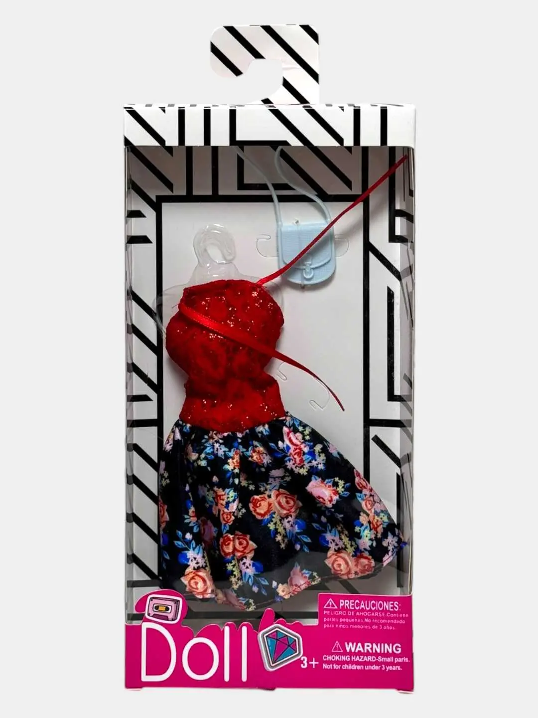 Barbie qizlar uchun kiyim, qizil top va gul etakcha, 18 sm. Kod. 26282