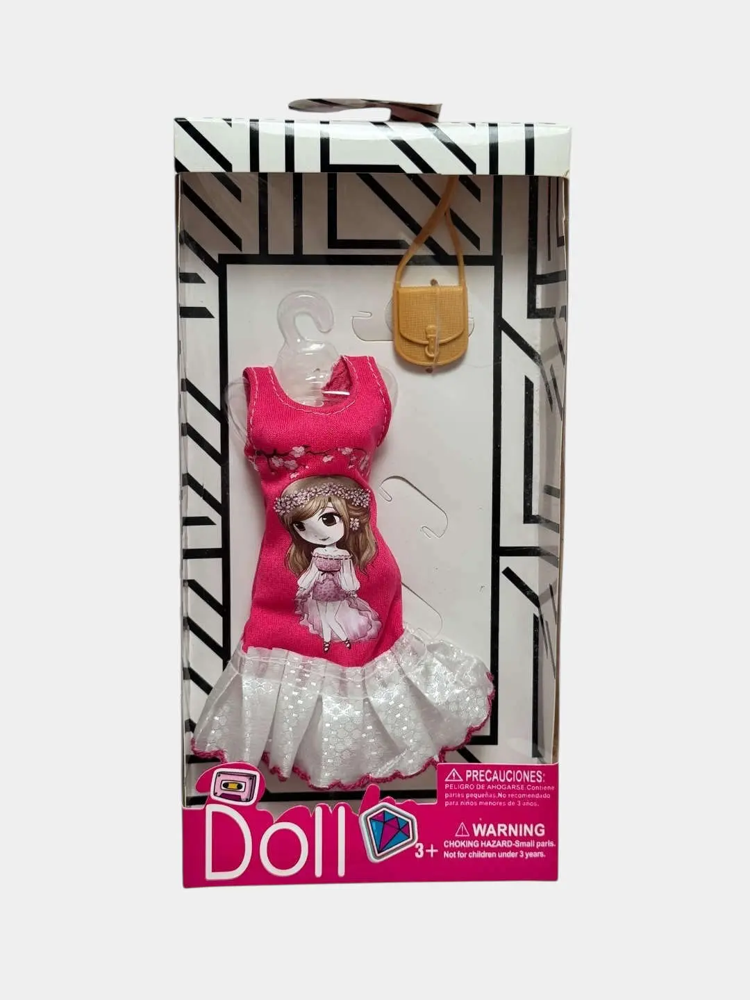 Barbie qizlar uchun kiyim, qizil top va gul etakcha, 18 sm. — 3-rasm