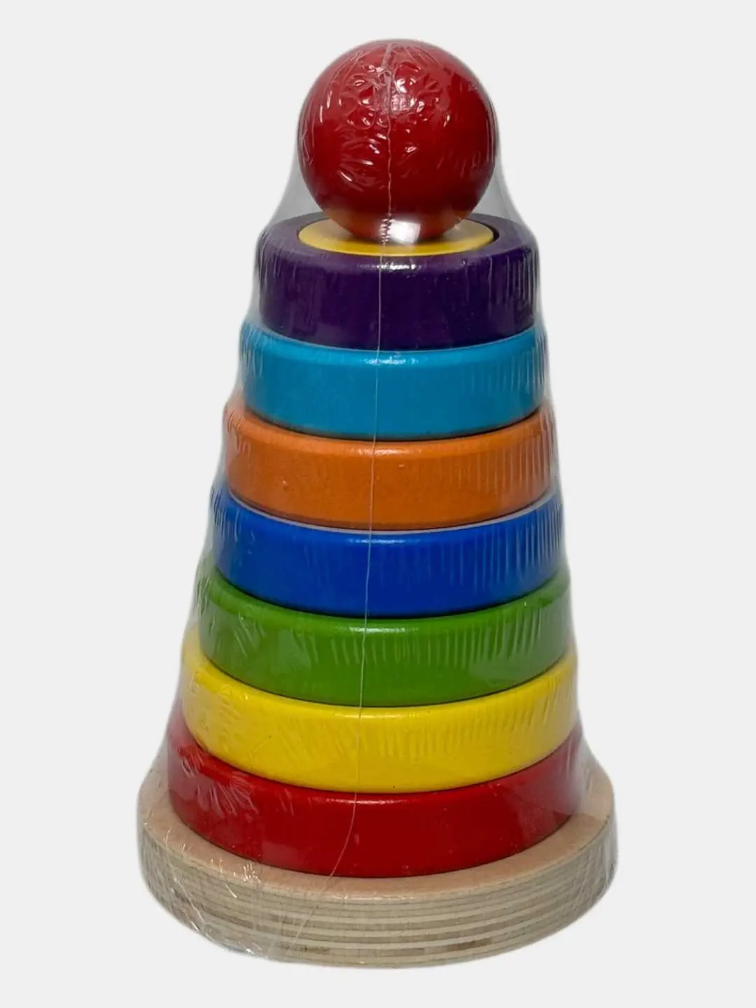 Bolalar uchun rivojlantiruvchi Rainbow Tower yog'ochli piramidasi — 2-rasm