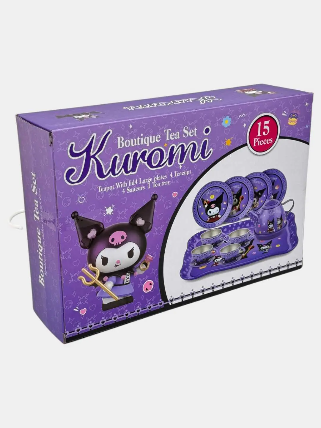 Temir idishlar Boutique Tea Set Kuromi, bolalar o'yinchoq choy to'plami, 15 qism — 2-rasm