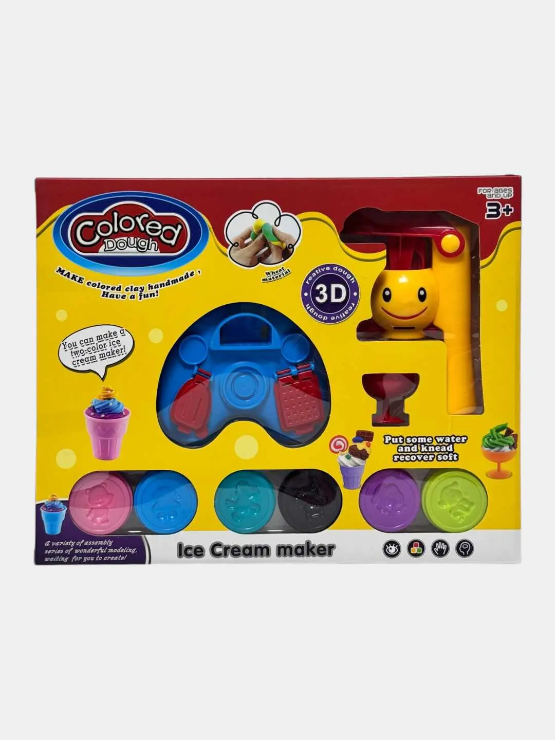Plastilin to'plami Muzqaymoq, bolalar uchun qoliplar va aksessuarlar bilan — 2-rasm