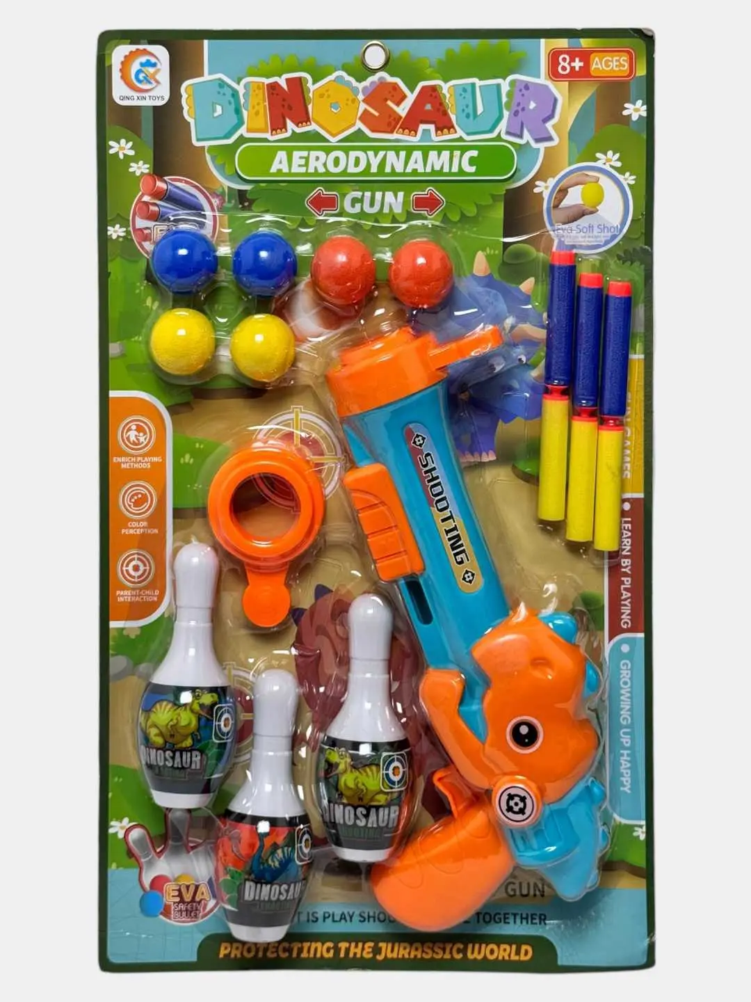 Dino-blaster yumshoq o'qlar bilan, Faol o'yinlar to'plami, 8 yoshdan oshgan bolalar uchun, O'tkirlik va koordinatsiyani rivojlantiradi Kod. 26475