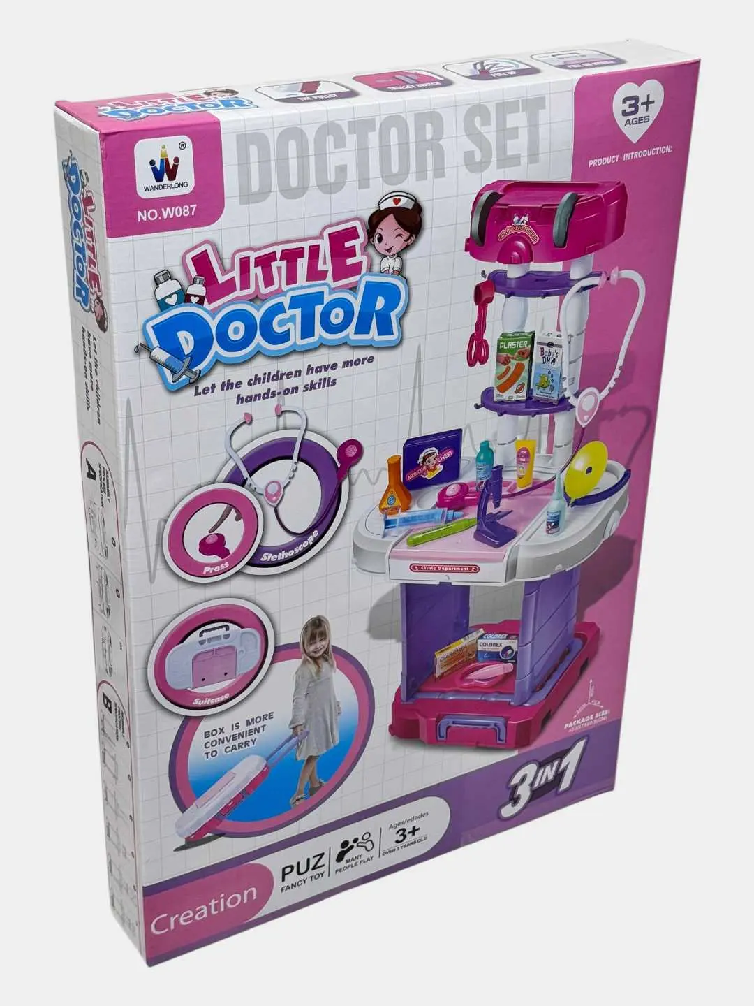 Little Doctor 3в1 shifokor to'plami, Tibbiy stantsiya va aksessuarlar bilan arava, 3 yoshdan boshlab bolalar uchun rol o'yinlari — 2-rasm