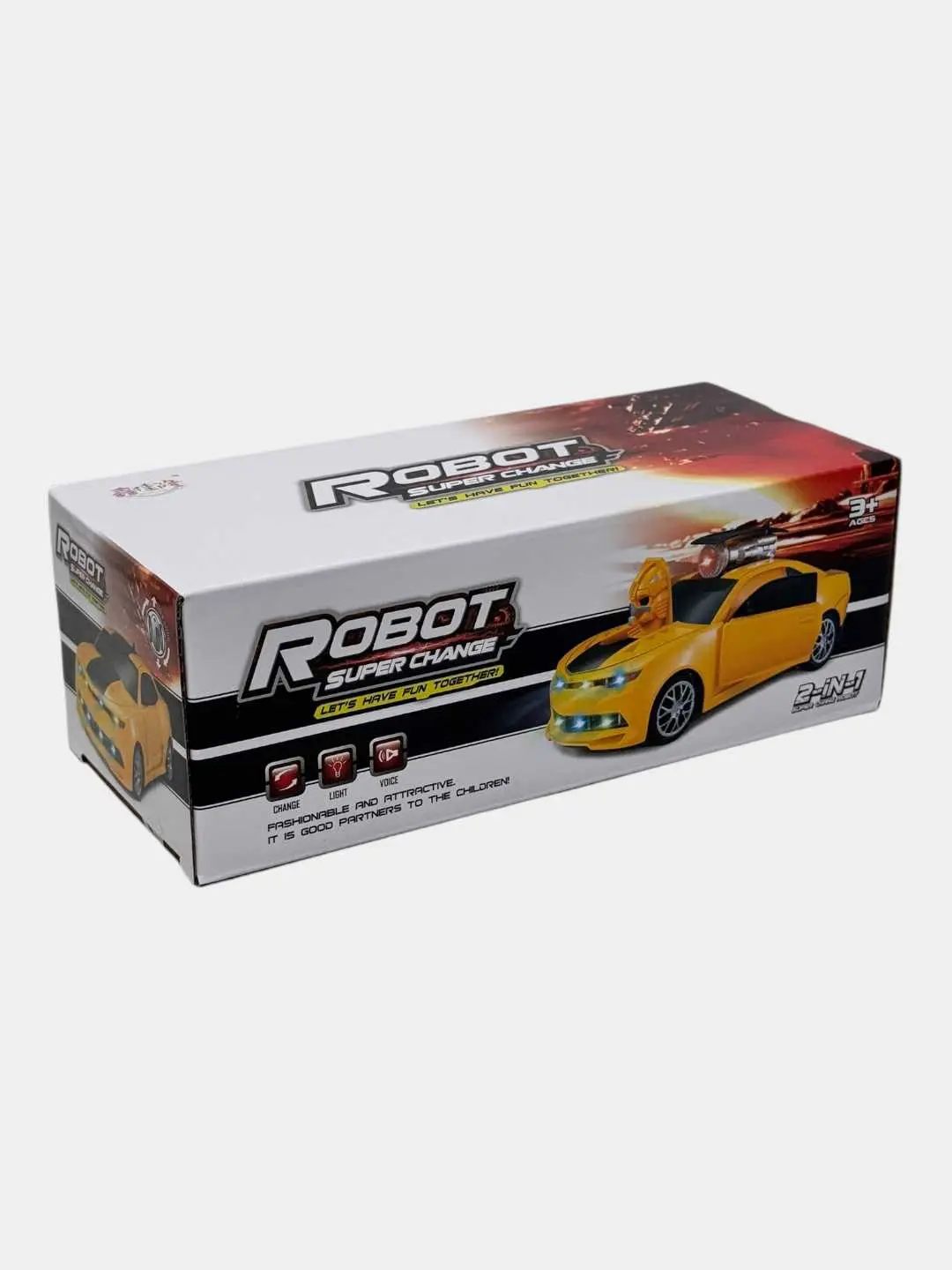 Musiqali avtomobil-transformer Robot Super, Yorug'lik va Ovoz, 3 yoshdan oshgan bolalar uchun, Interaktiv o'yinchoq