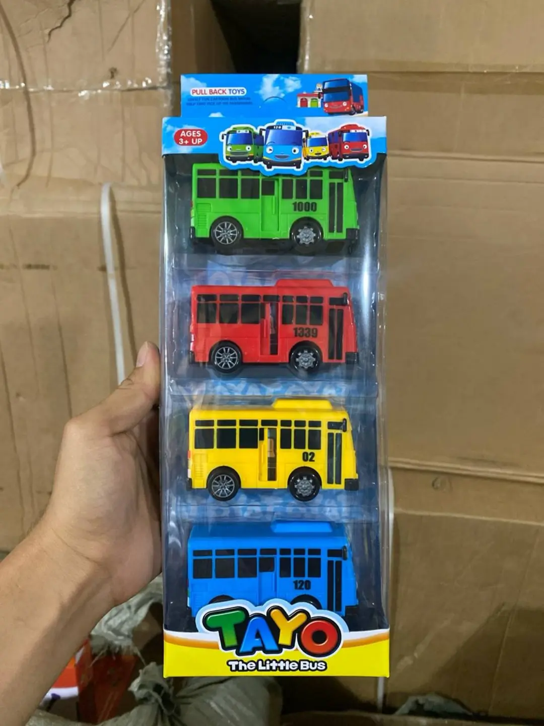Tayo kichik avtobus inersion mashinchalar to'plami, 4 qahramon, bolalar uchun