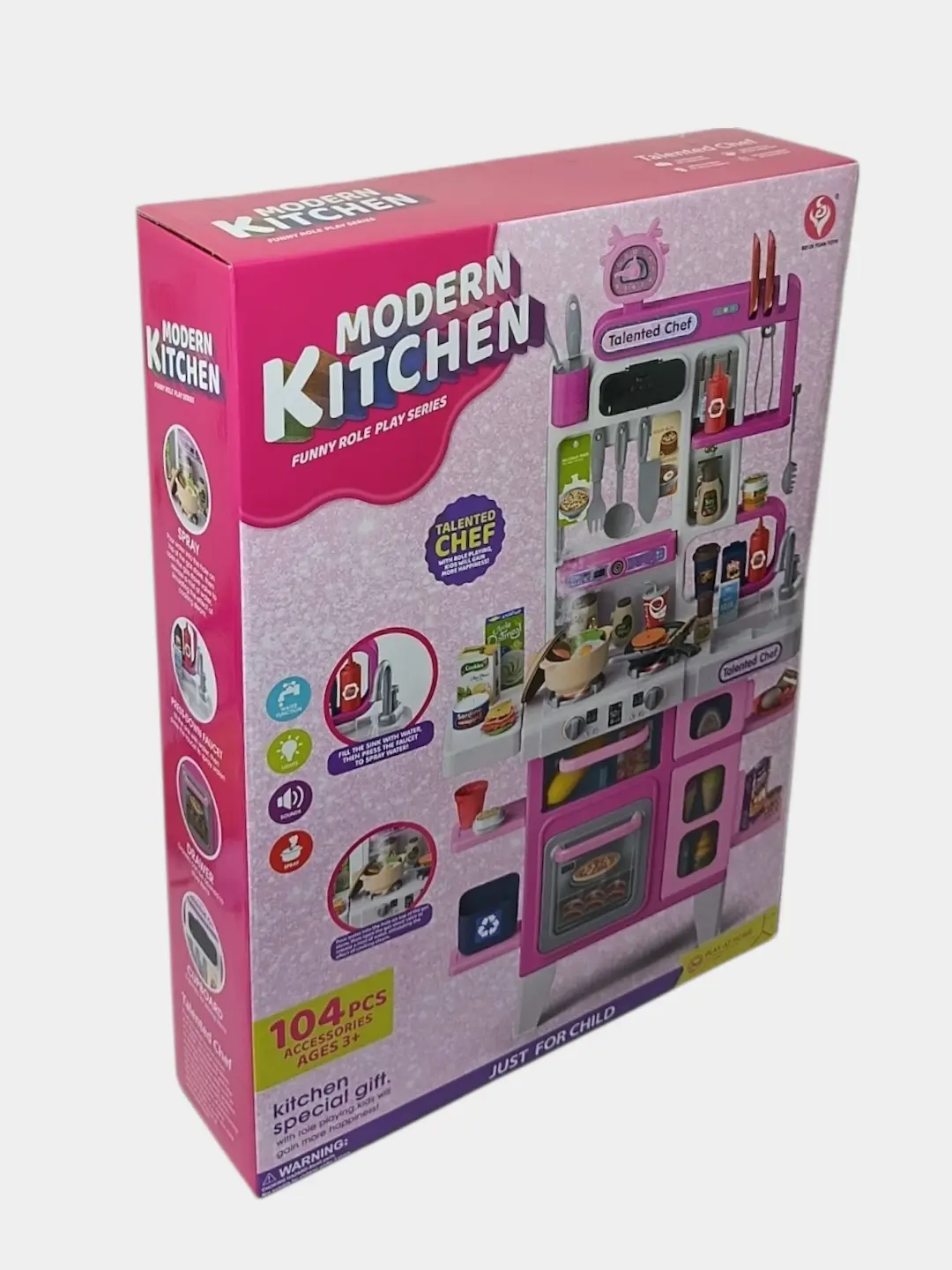 Chef Kitchen o'yinchoq oshxonasi, aksessuarlar va ovozli, 3 yoshdan boshlab rol o'yinlari uchun — 2-rasm