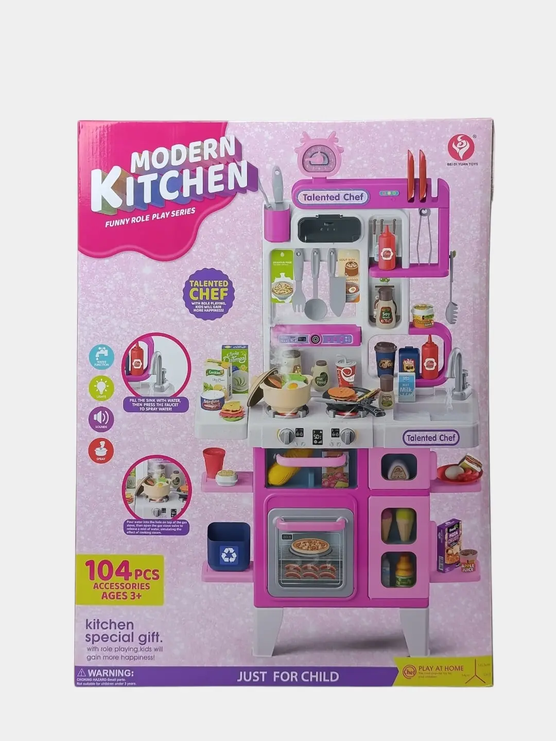 Chef Kitchen o'yinchoq oshxonasi, aksessuarlar va ovozli, 3 yoshdan boshlab rol o'yinlari uchun — 3-rasm