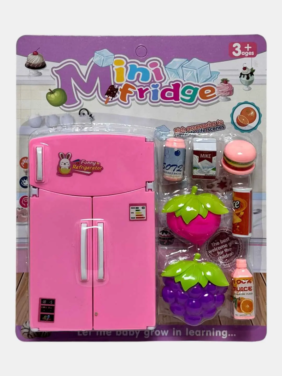 Мини-холодильник с продуктами для ролевых игр, яркий игровой набор, для детей от 3 лет