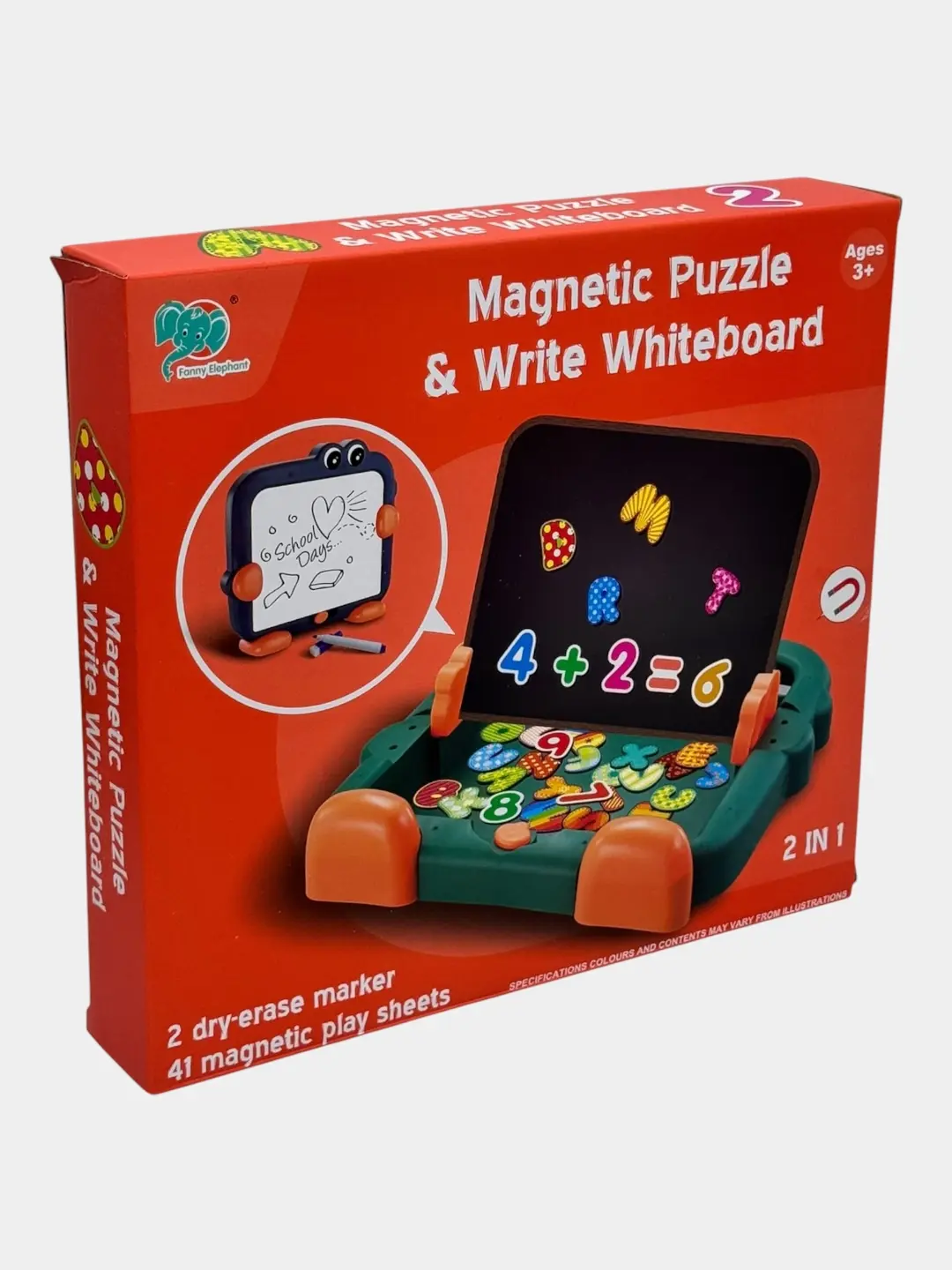 Magnit doska 2-in-1, Yozish va Magnitlar, 3 yoshdan katta bolalar uchun, O'quv o'yini — 3-rasm