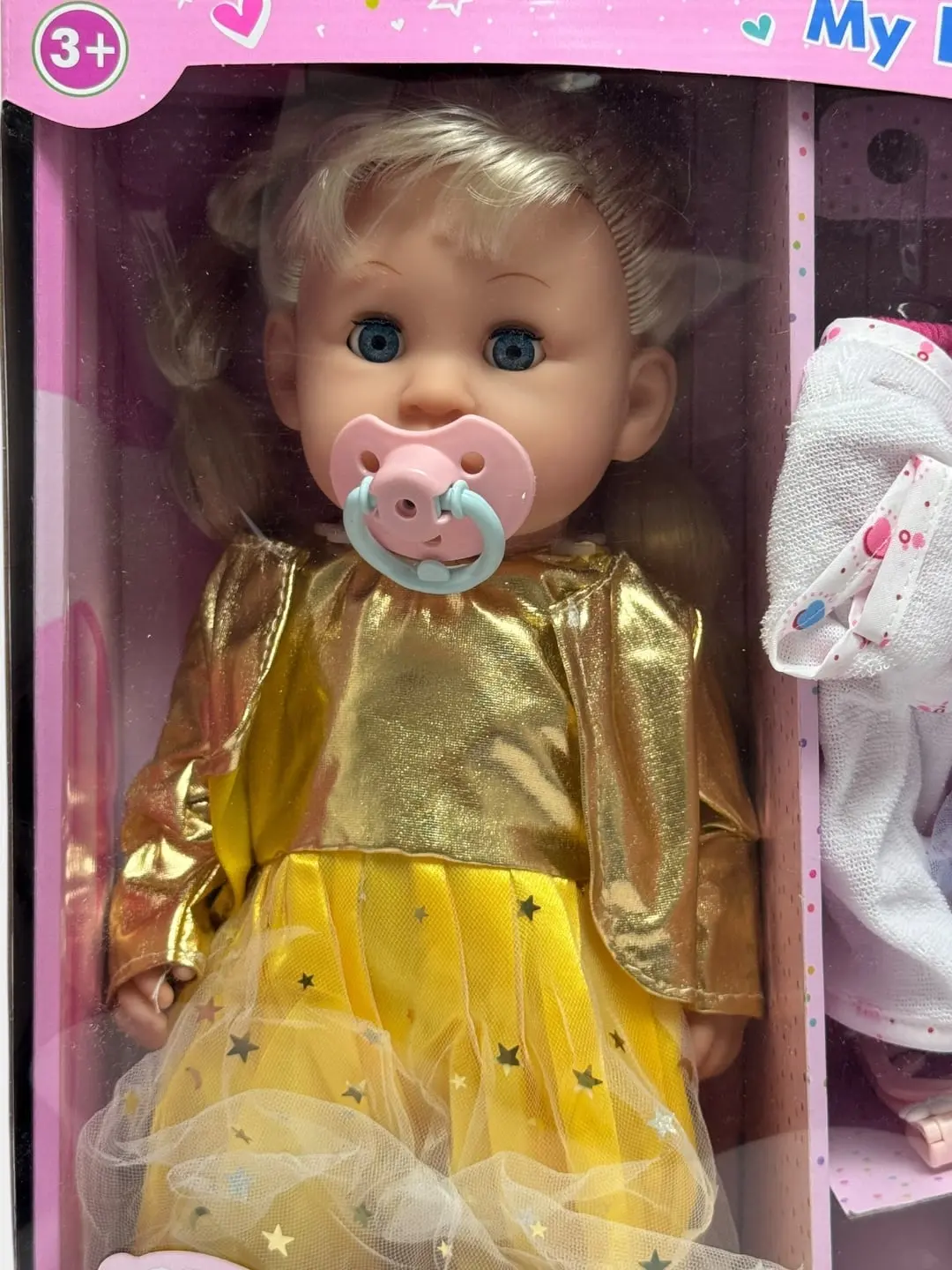 Baby Toby 38 sm pupsi, Realistik, Kiyimlar va aksessuarlar bilan, Rol o'yinlari uchun — 3-rasm