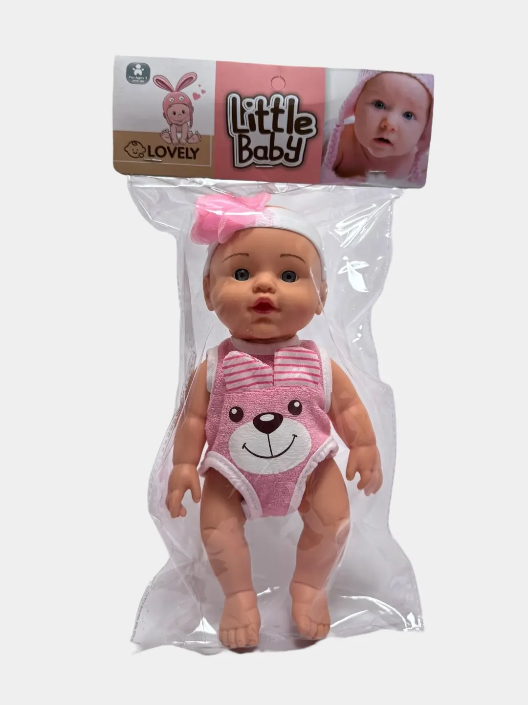 Кукла Пупс Little Baby 25 см с бантами для развития детей.