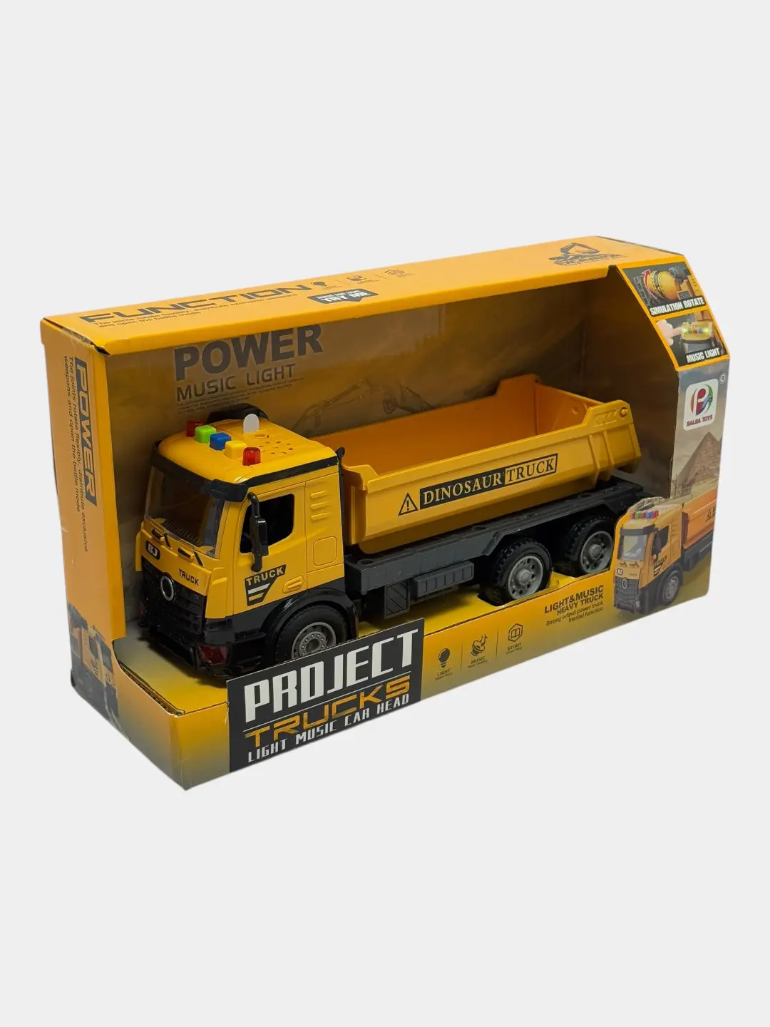 Project Trucks Qurilish samosvali, Yorug'lik va musiqa, 3 yoshdan oshgan bolalar uchun, Rivojlantiruvchi o'yinchoq — 4-rasm