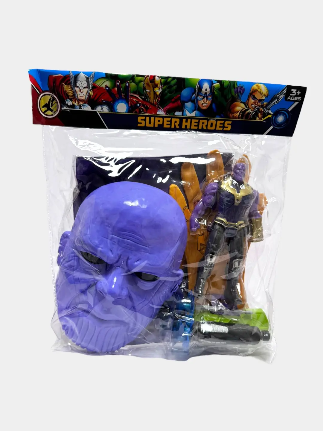 Tanos Qo'lqop Superqahramon to'plami, Niqob va figurka, 3 yoshdan oshgan bolalar uchun, Rol o'yinlari