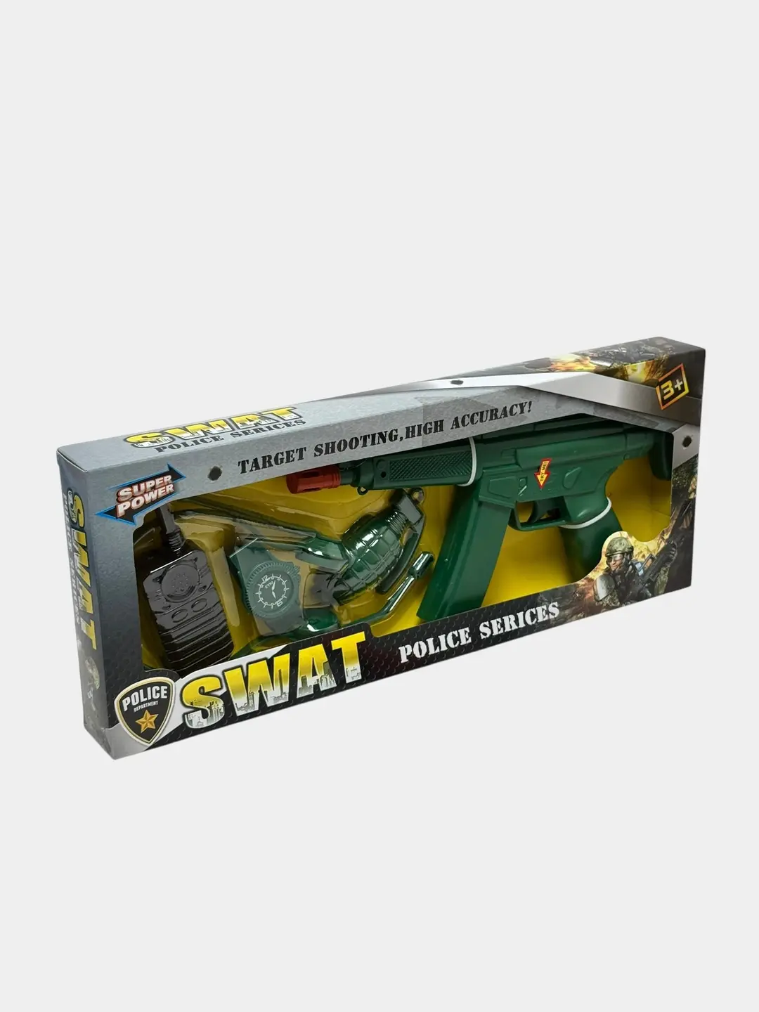 SWAT/Police to'plami plastik, ro'lli o'yinlar uchun, aksessuarlar bilan, bolalar uchun.