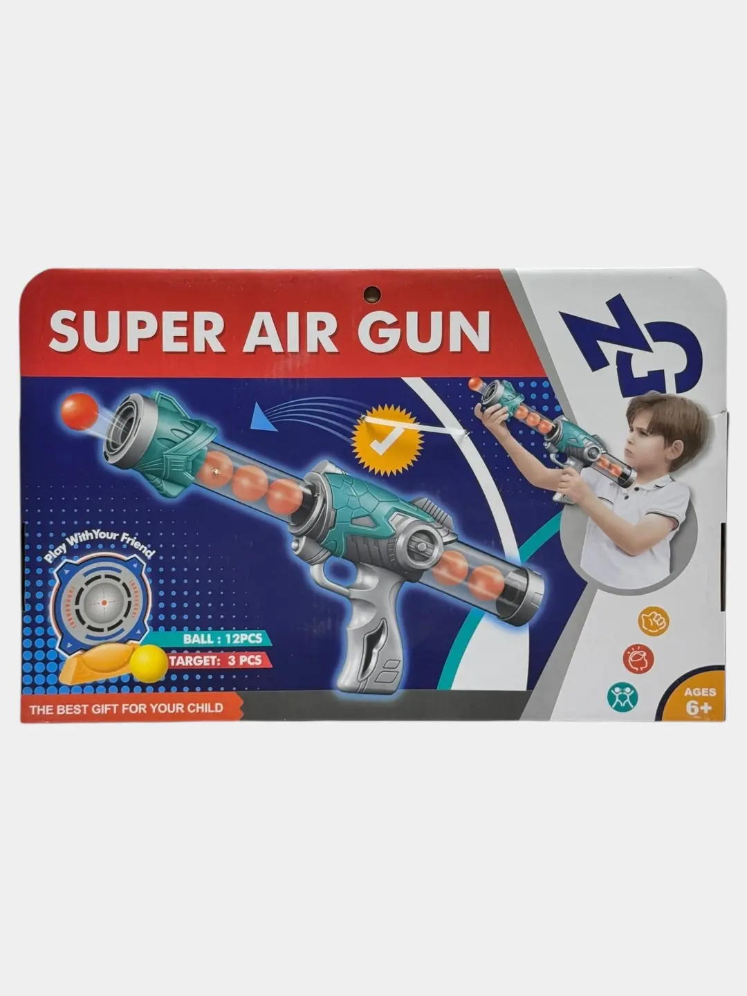 Super Air Gun moviy bolalar uchun rivojlantiruvchi blaster 6+ — 6-rasm
