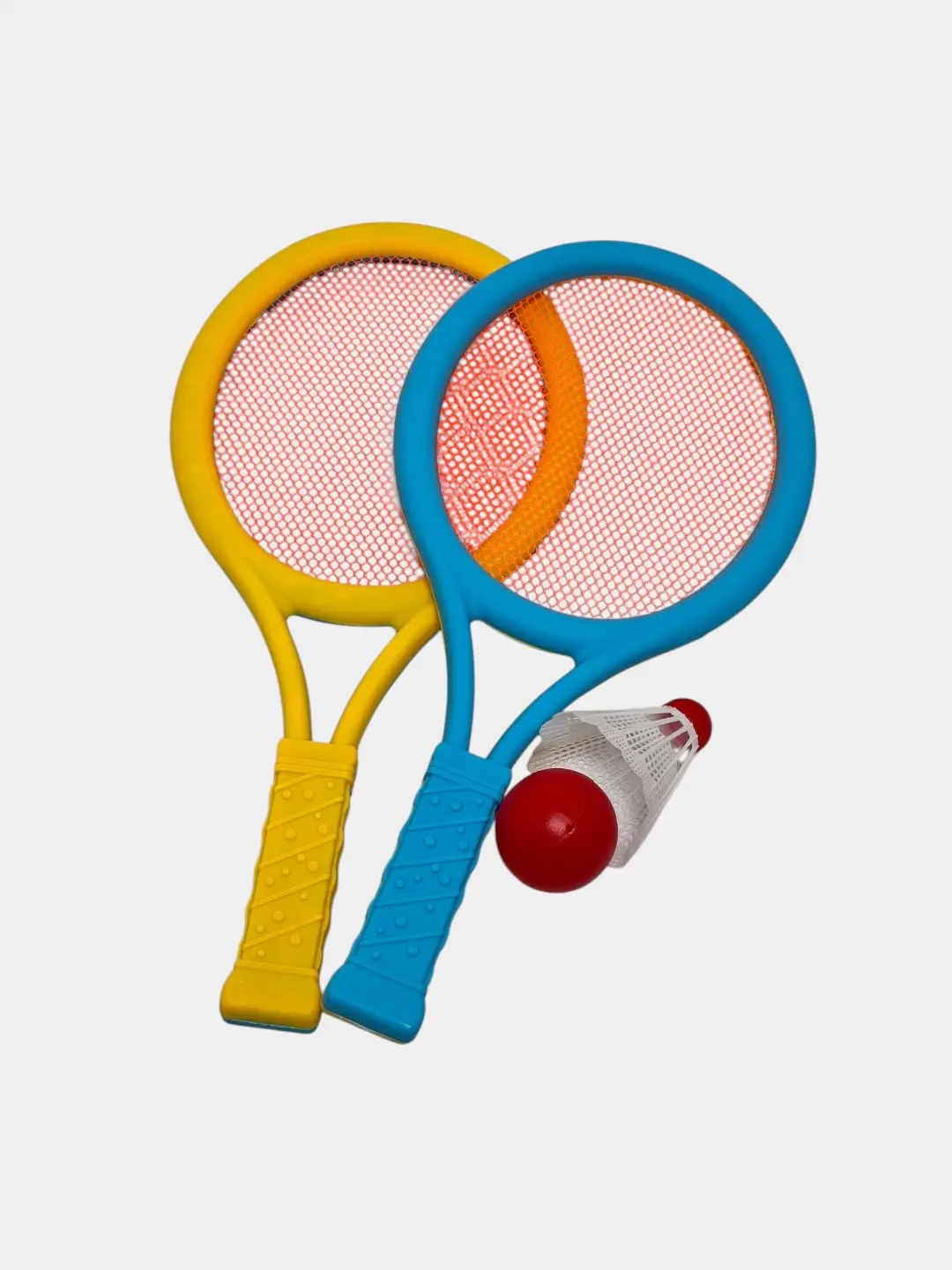 Plastmassa badminton, raketkalar, volanchik va koptokli bolalar o'yin to'plami — 2-rasm