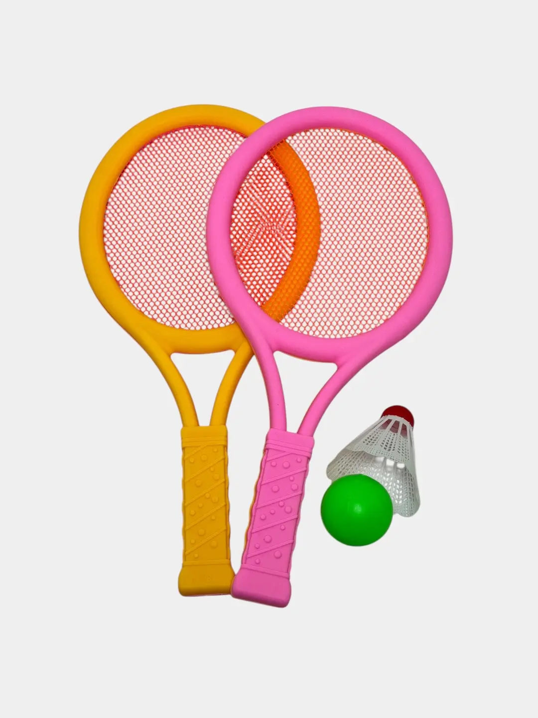 Plastmassa badminton, raketkalar, volanchik va koptokli bolalar o'yin to'plami — 4-rasm
