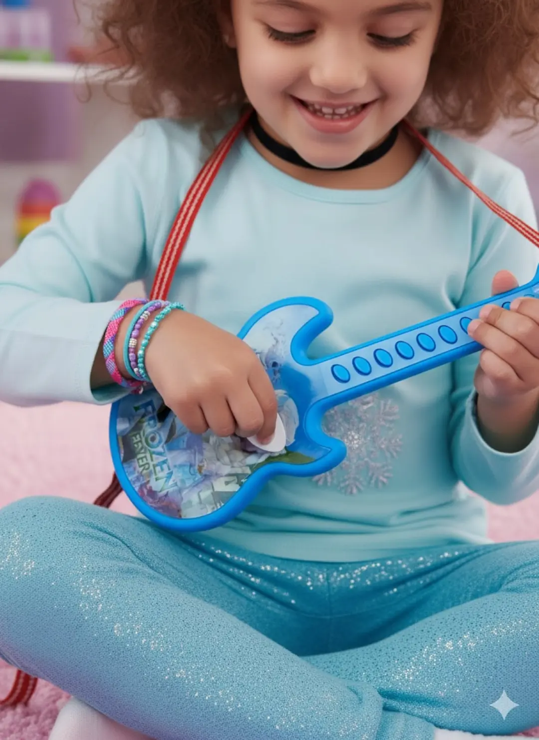 Bolalar uchun musiqiy gitara Muzlagan qalb Frozen, tovushli o'yinchoq